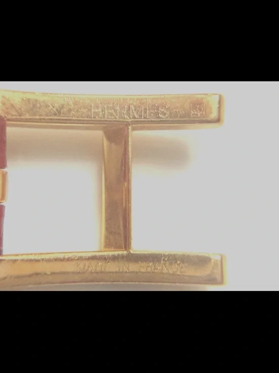 Hermes Pink/Red Double Wrap Bracelet with Gold H Buckle - Picture 3 of 4